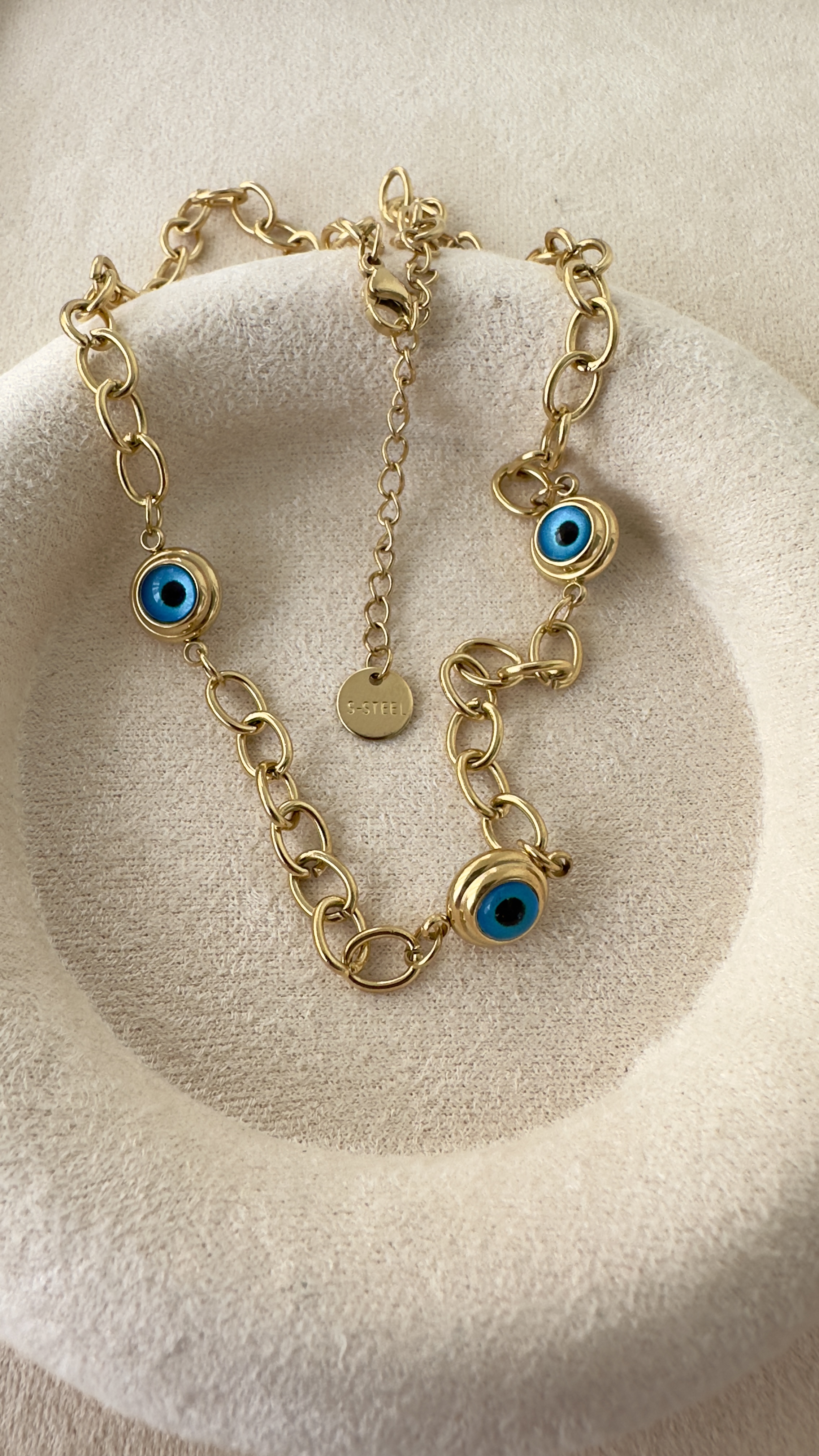 Nazar Boncuğu Zincir Çelik Kolye