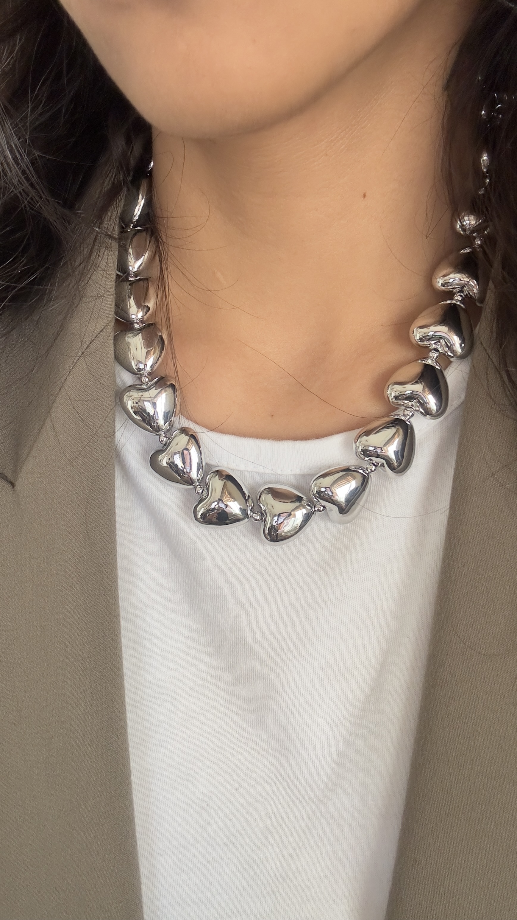 Kalp Zincir Silver Kolye