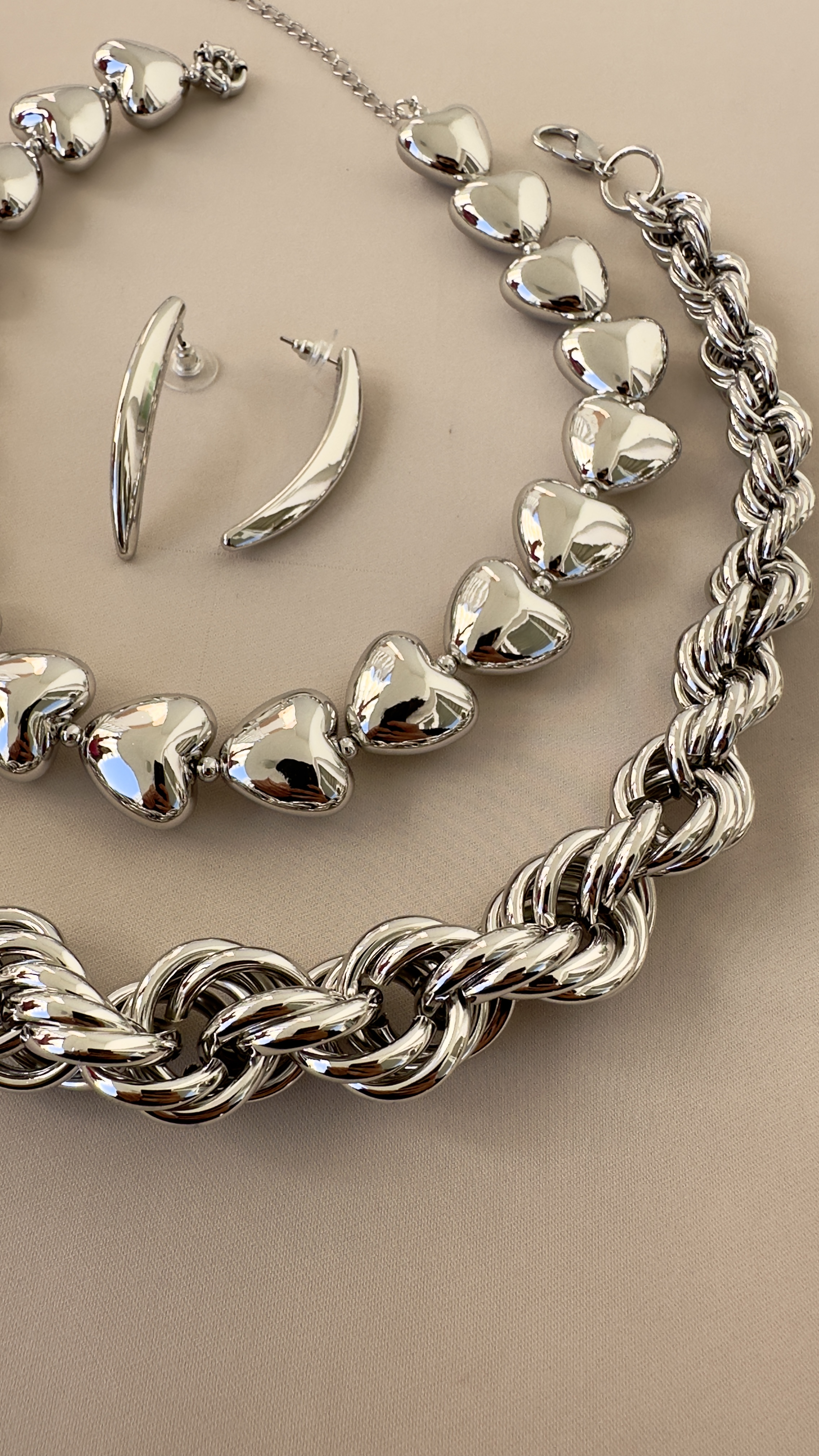 Kalp Zincir Silver Kolye