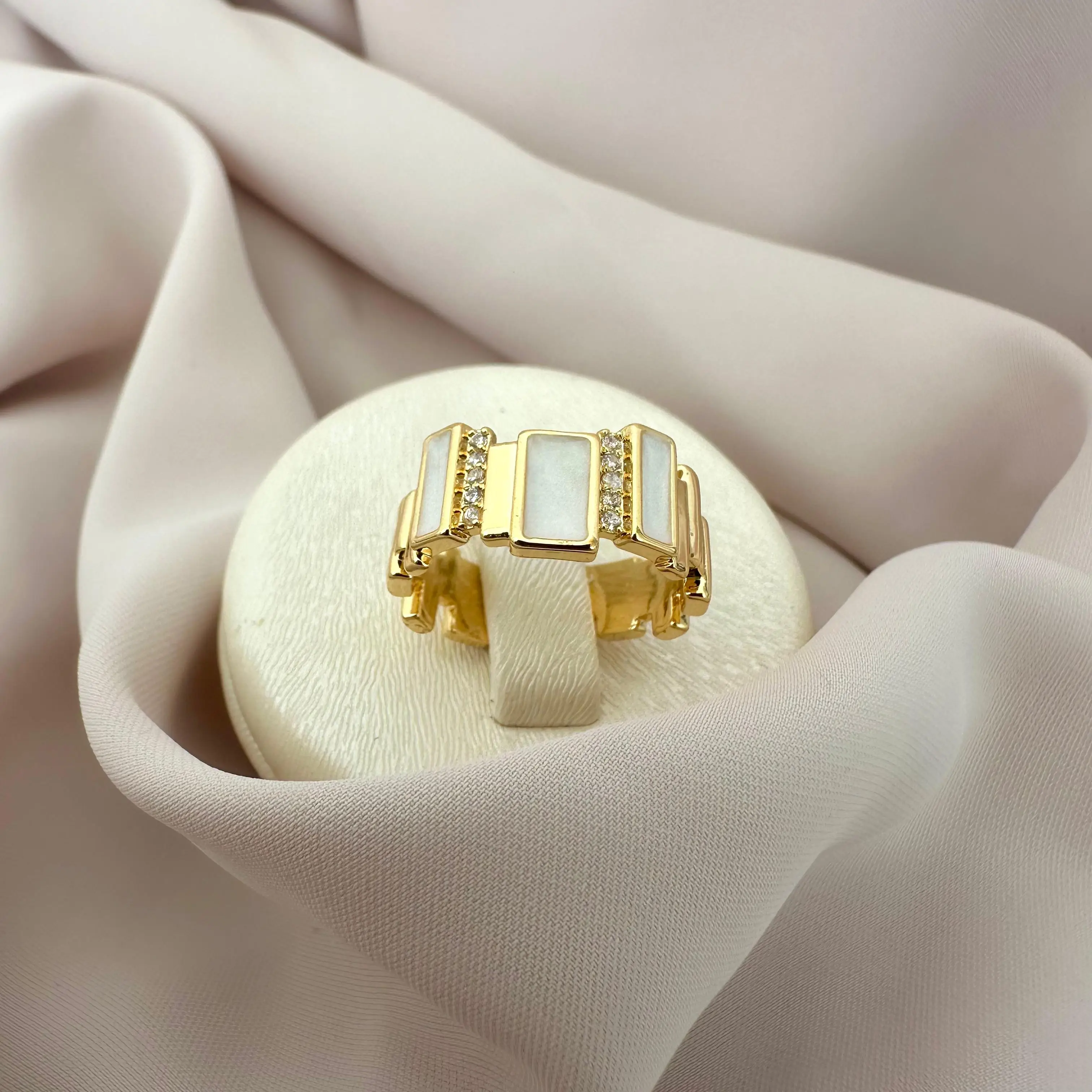 GY0012 Gold Sedef Şeritli Yüzük