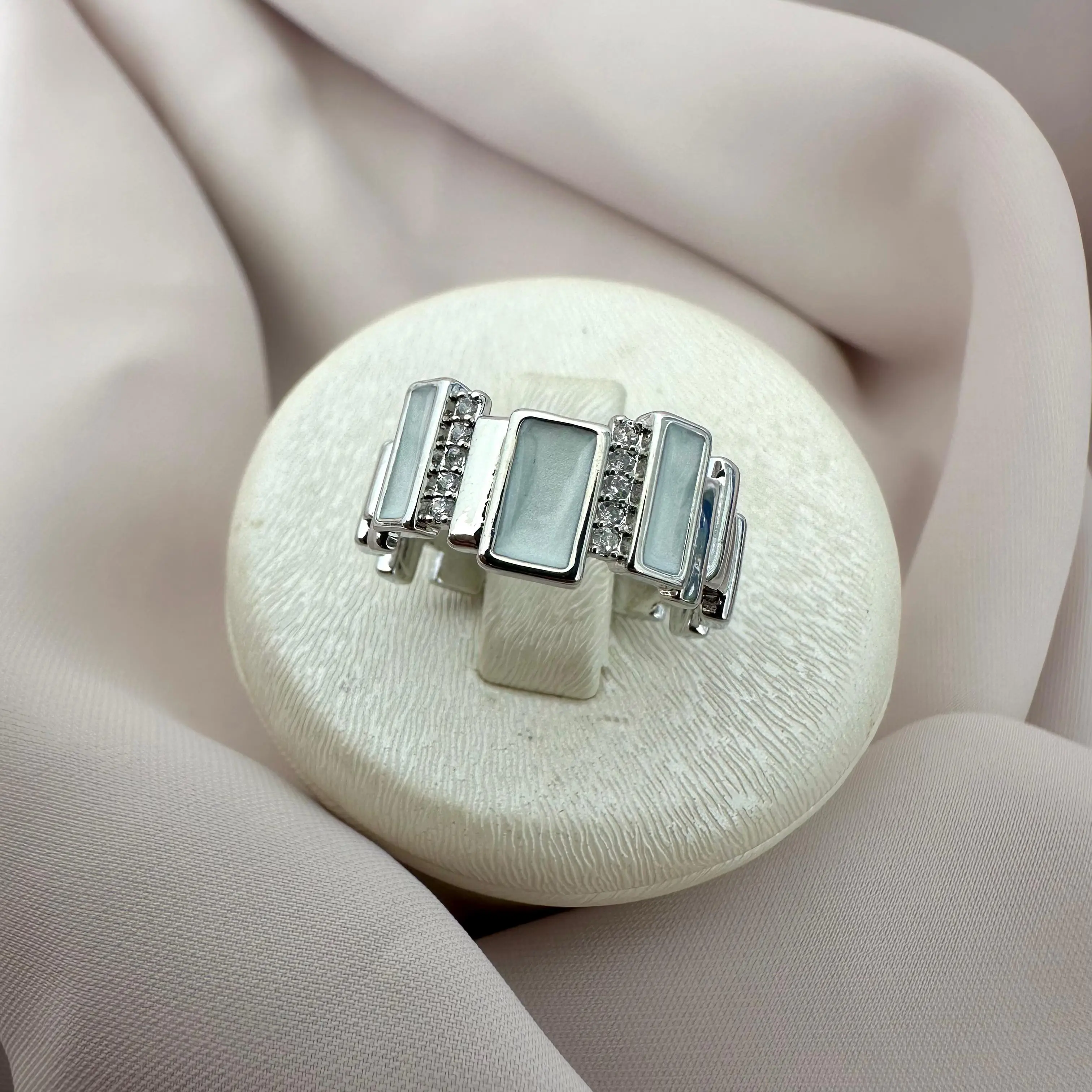 GY0019 Silver Sedef Şeritli Yüzük