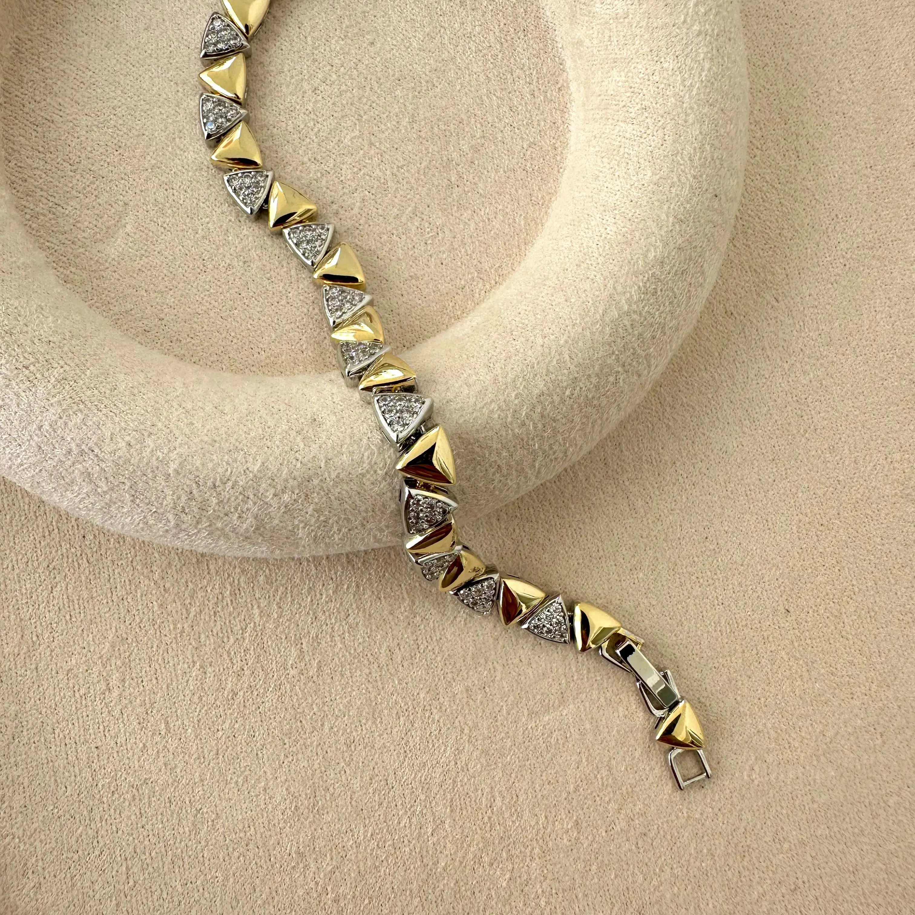 GY0002 Gold Silver Üçgen Dilim Bileklik