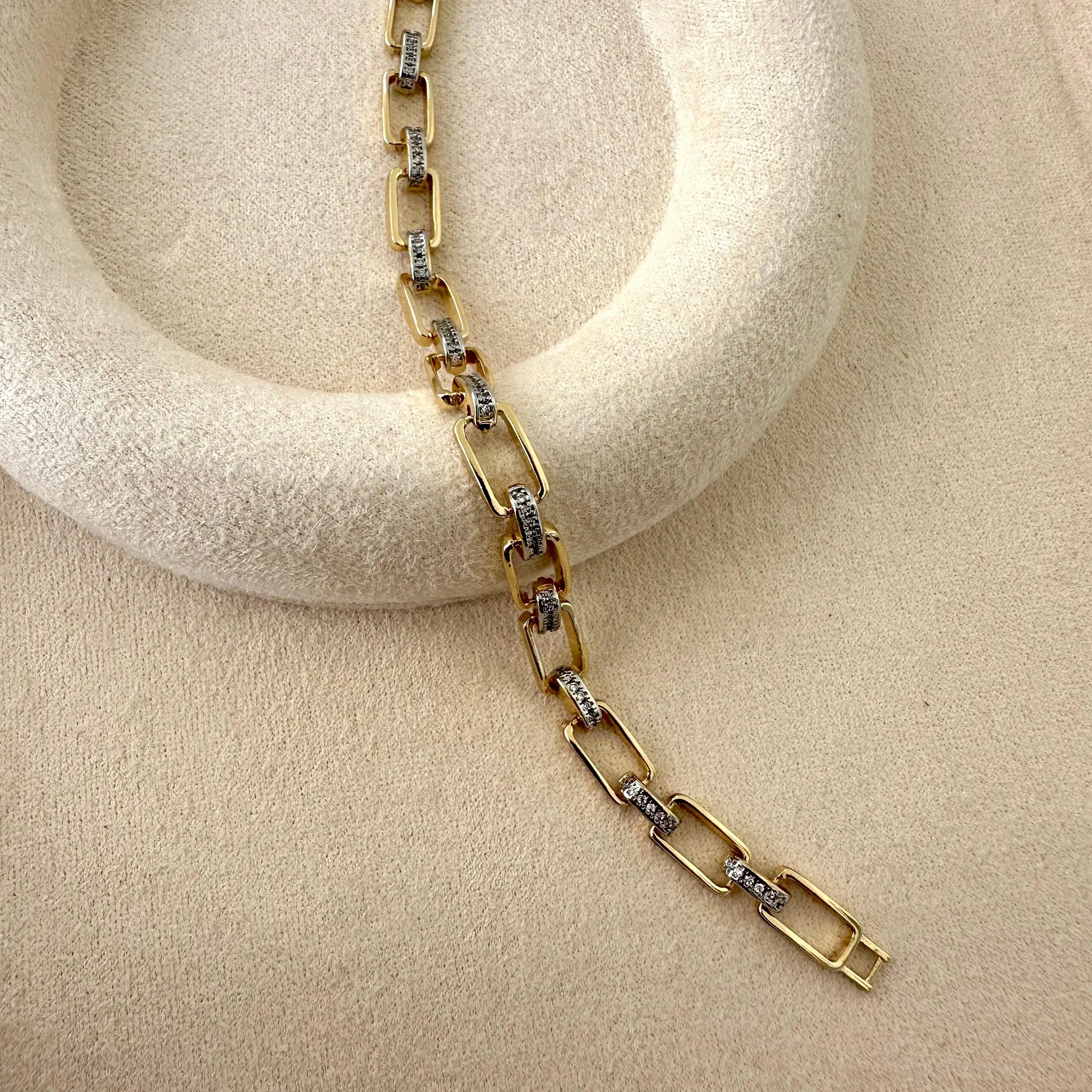 GY0003 Gold Silver Dikdörtgen Dilim Bileklik