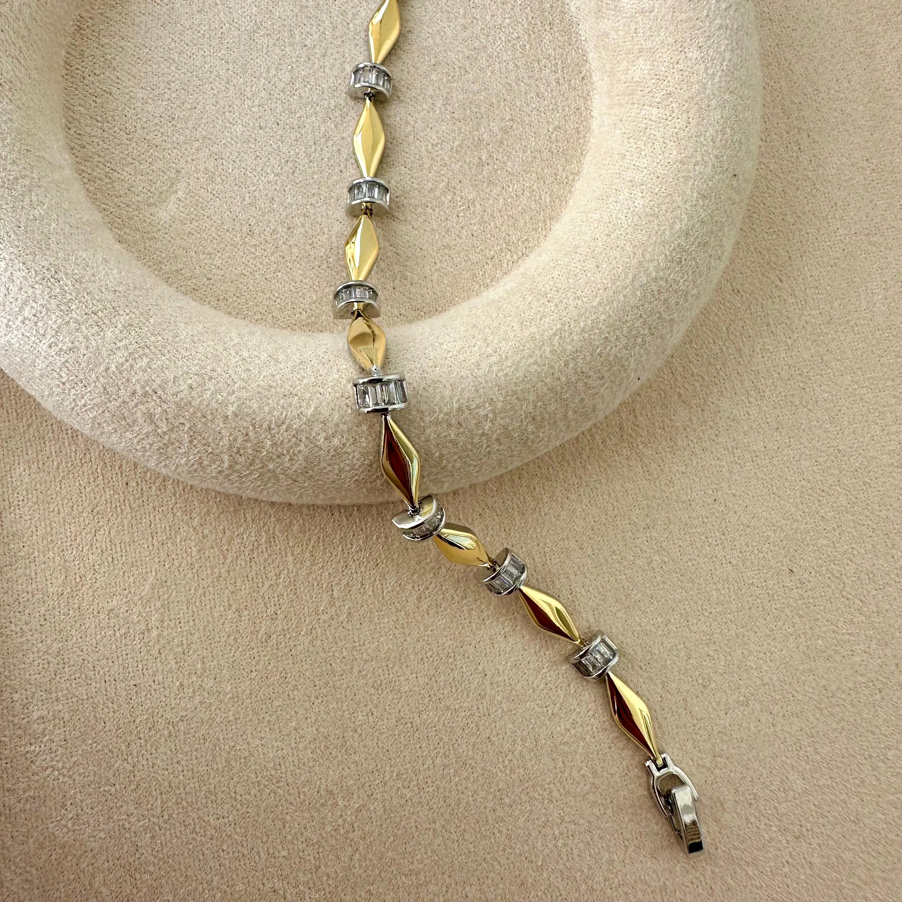 GY0004 Gold Silver Baklava Dilim Bileklik