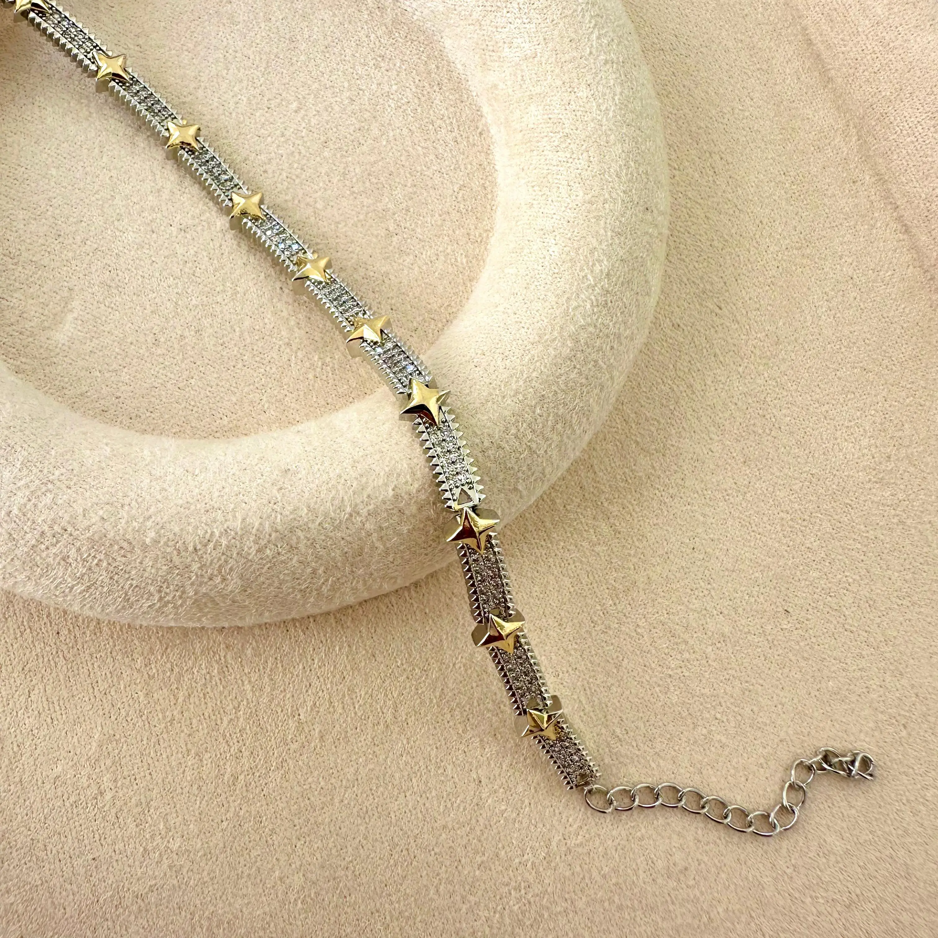 GY0016 Gold Silver Yıldız Detay Bileklik