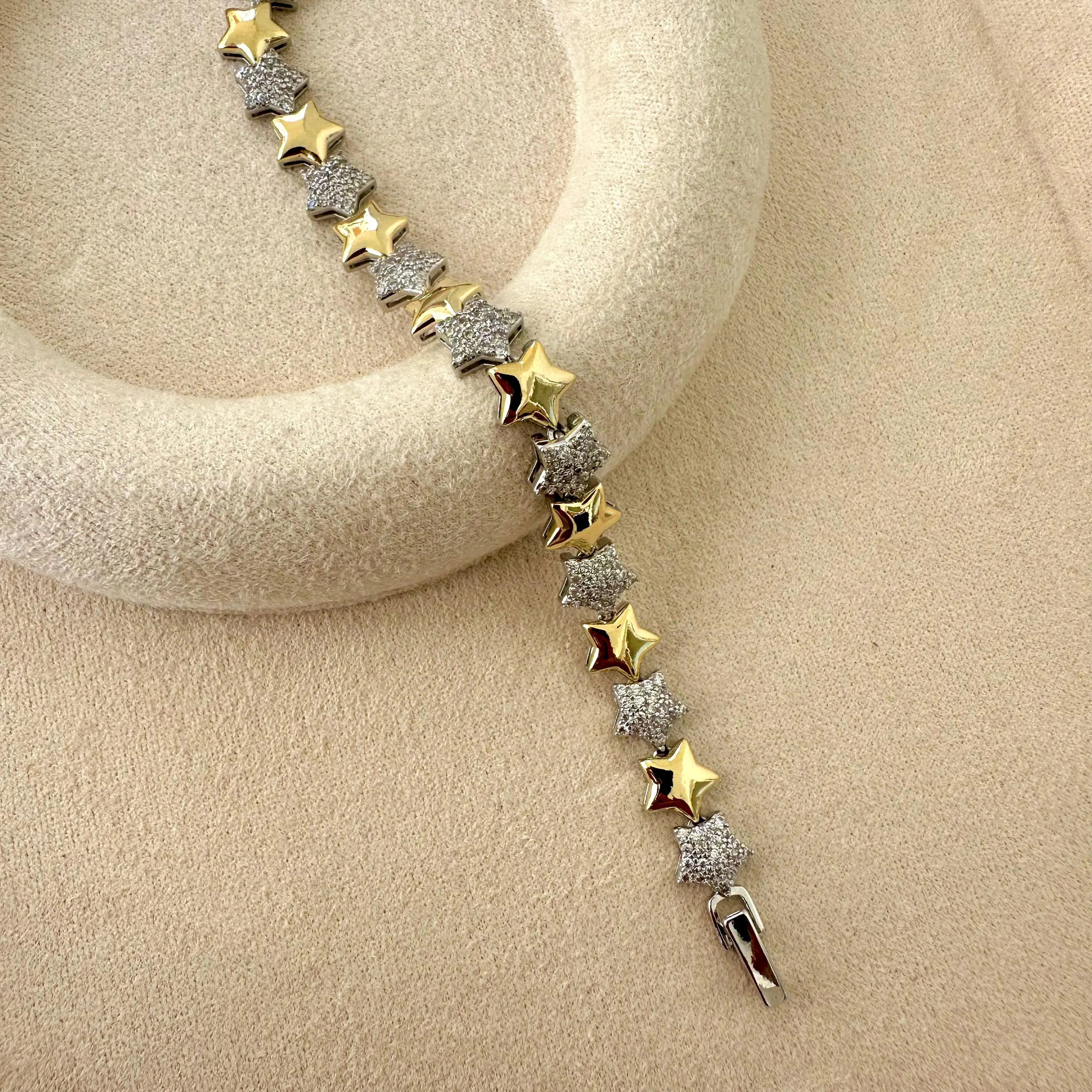 GY0017 Gold Silver Yıldız Sıralı Bileklik