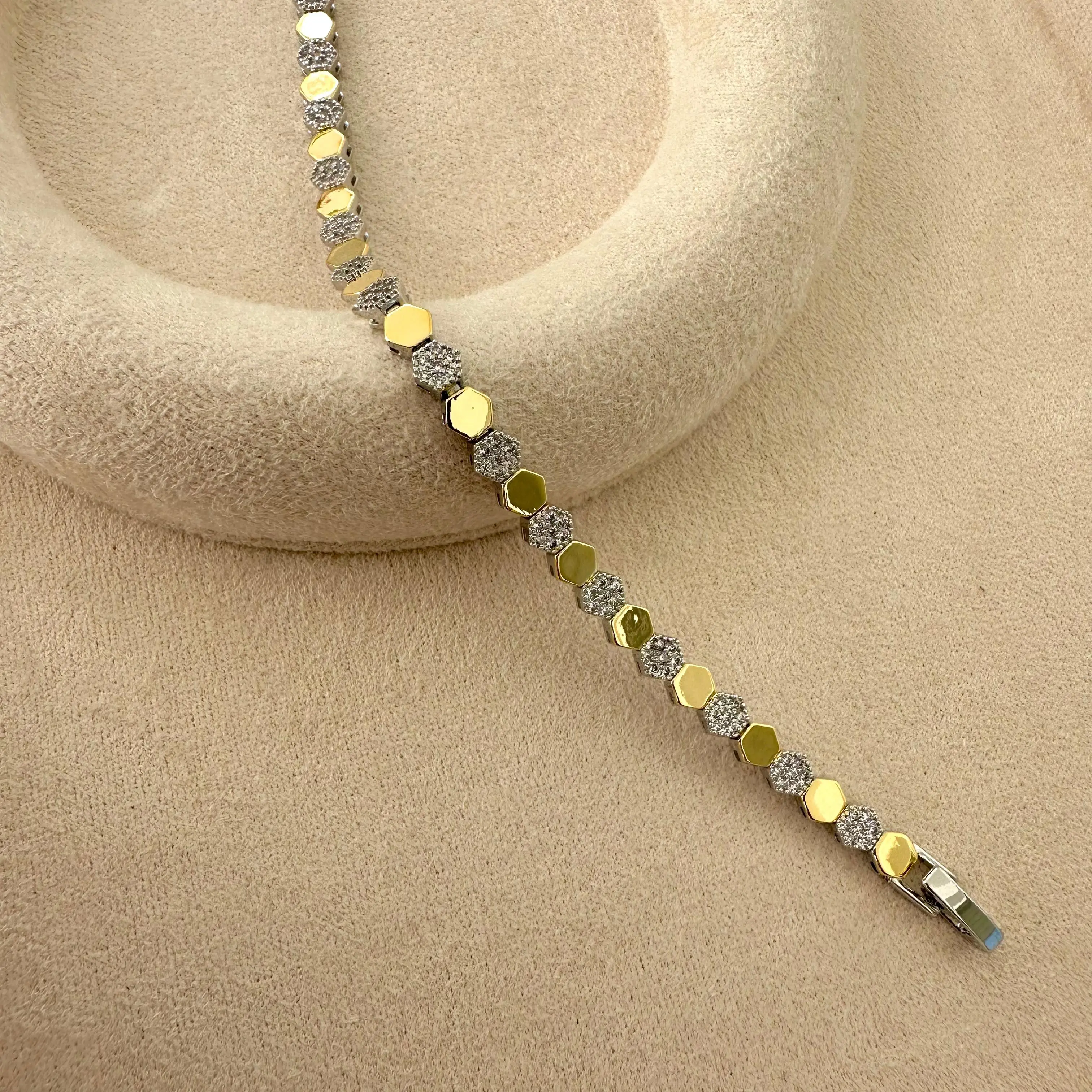 GY0023 Altıgen Gold Silver Bileklik