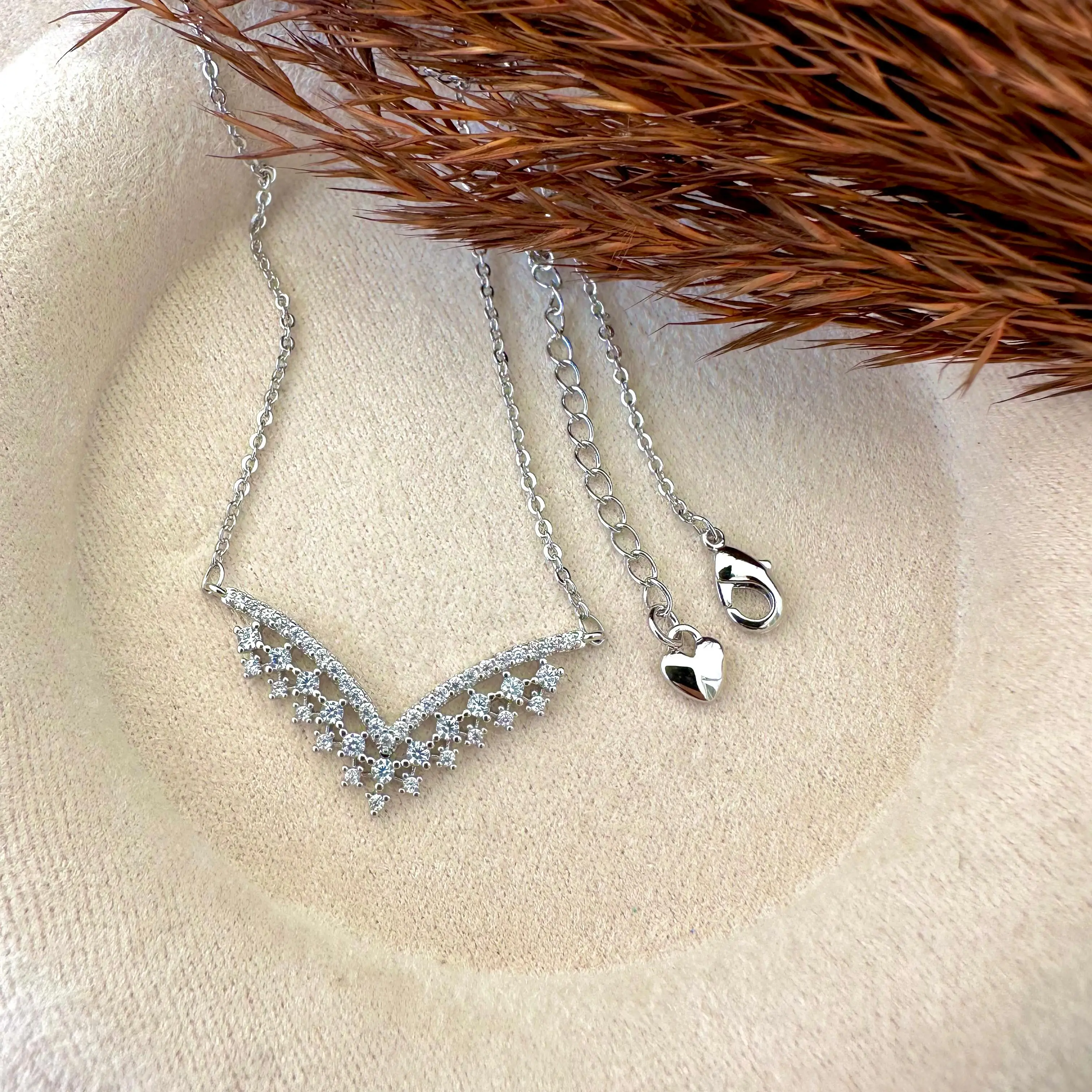 GY0002 Silver Taşlı Kolye