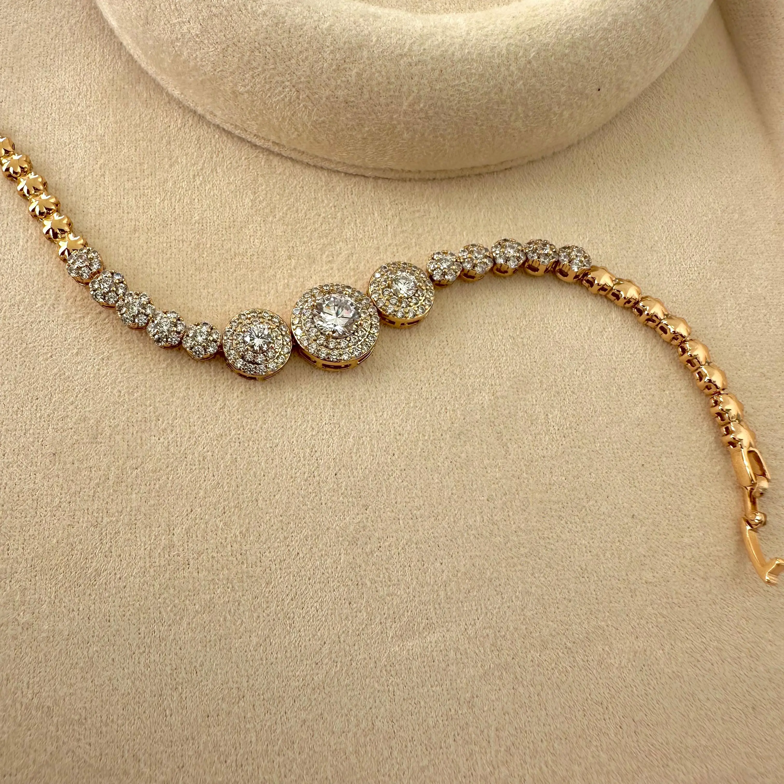 GY0061 Rose Gold Yuvarlak Taş Sıralı Bileklik