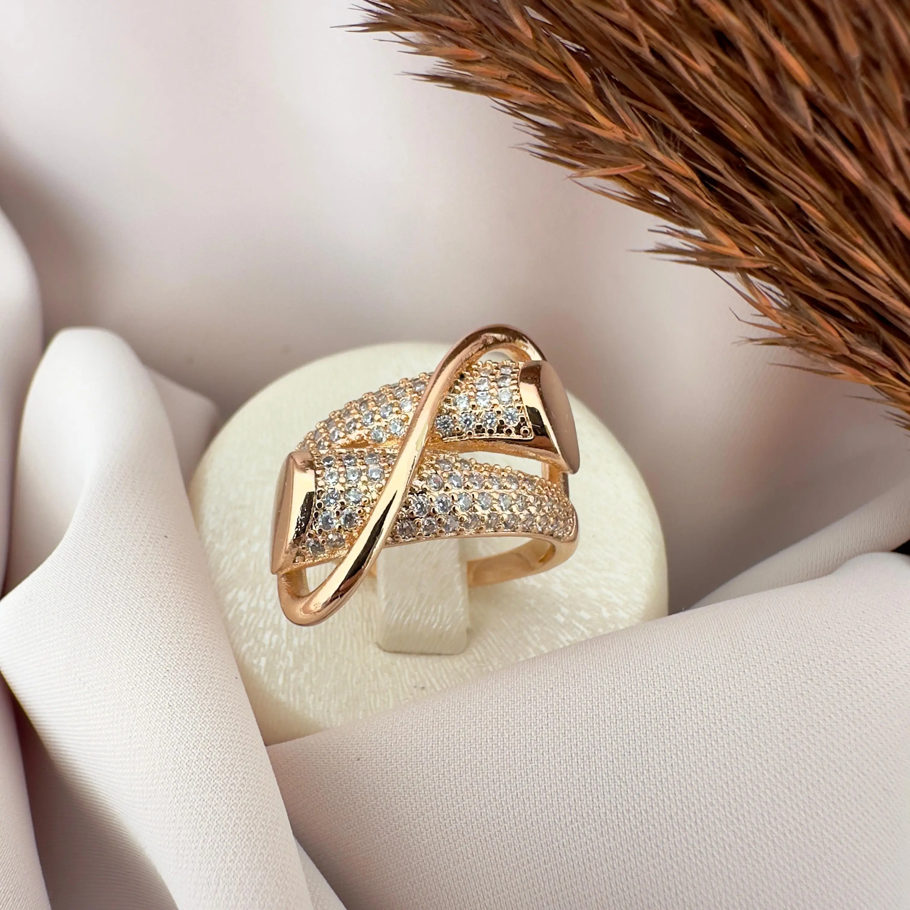 GY0035 Rose Gold Sarmal Büyük Yüzük