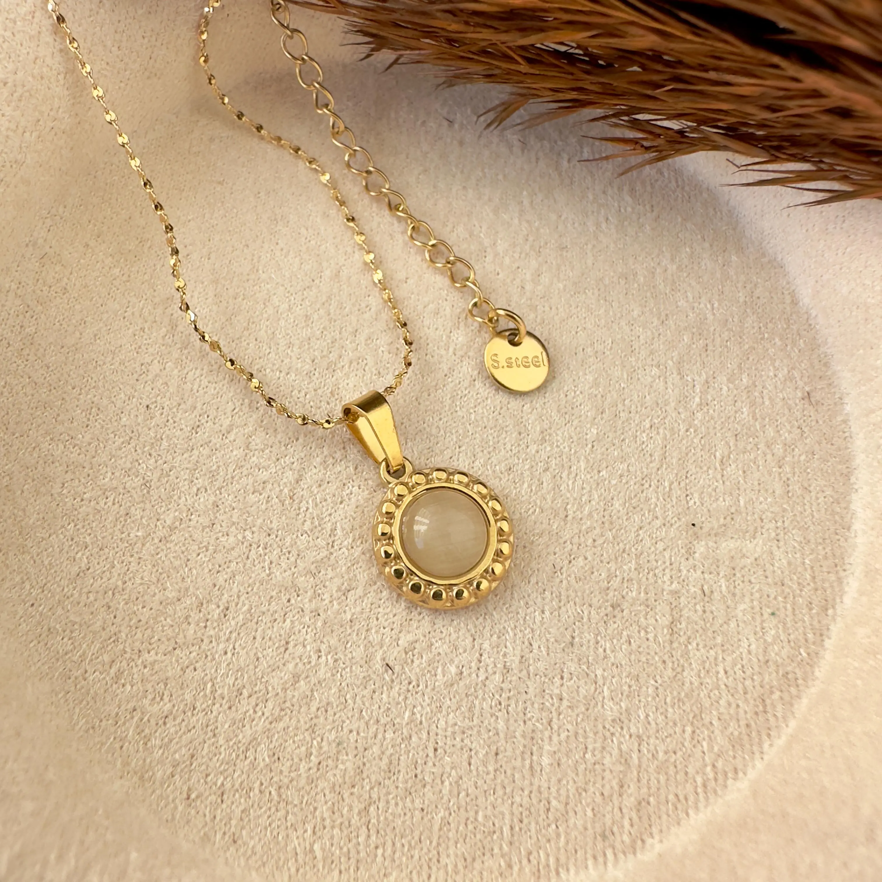 GY0065 Gold Doğal Taş Kolye