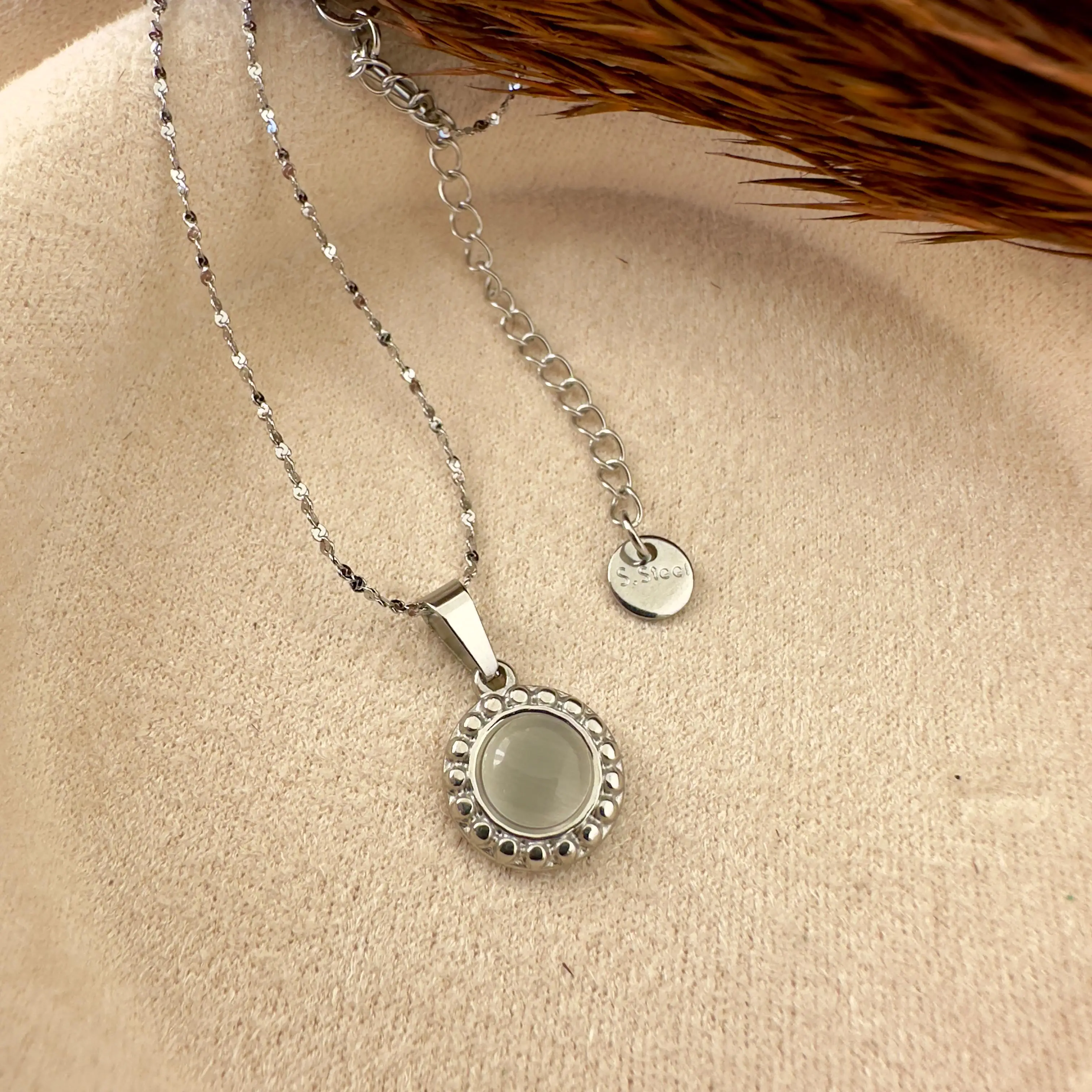 GY0066 Silver Doğal Taş Kolye