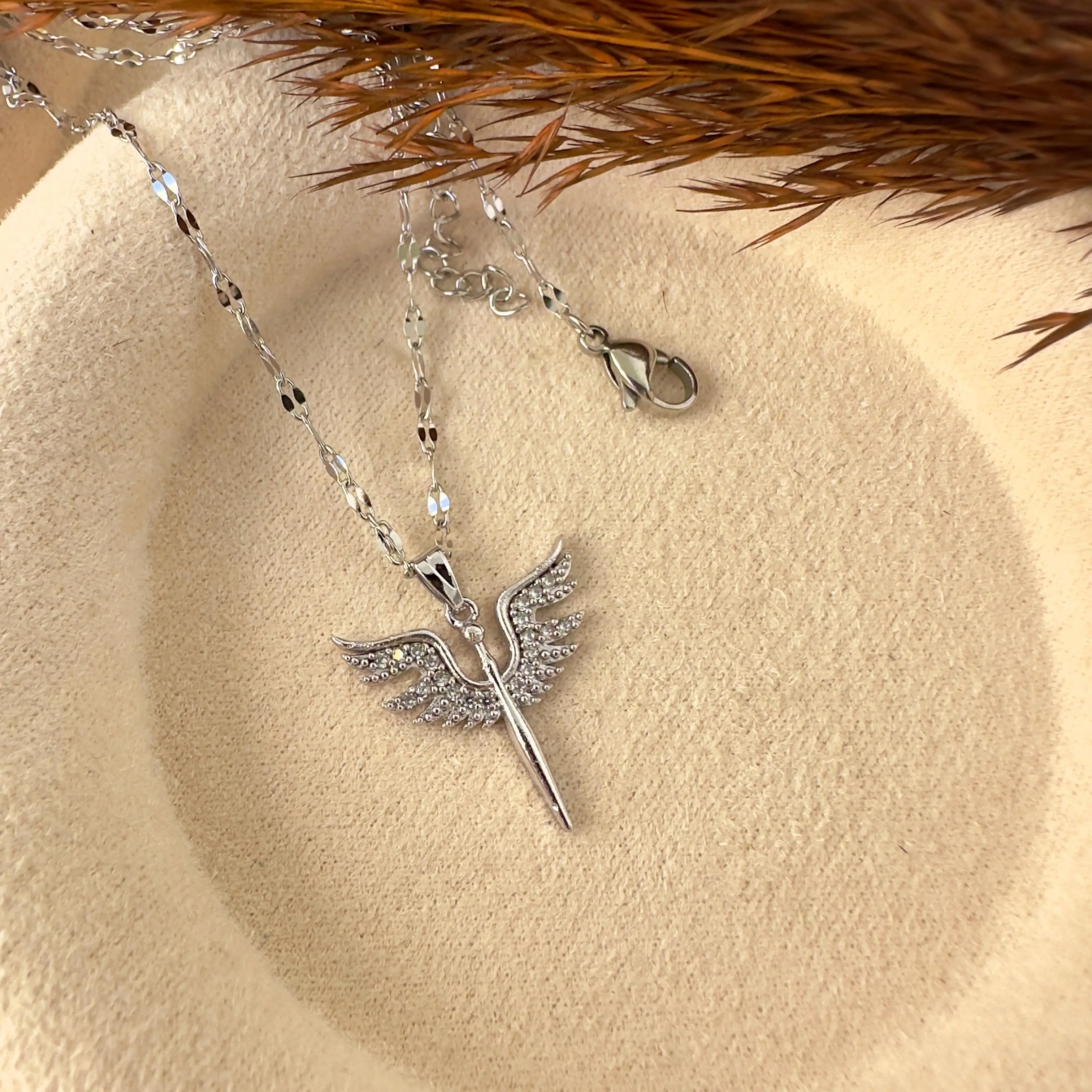 GY0108 Silver Mikail Meleği Kolye