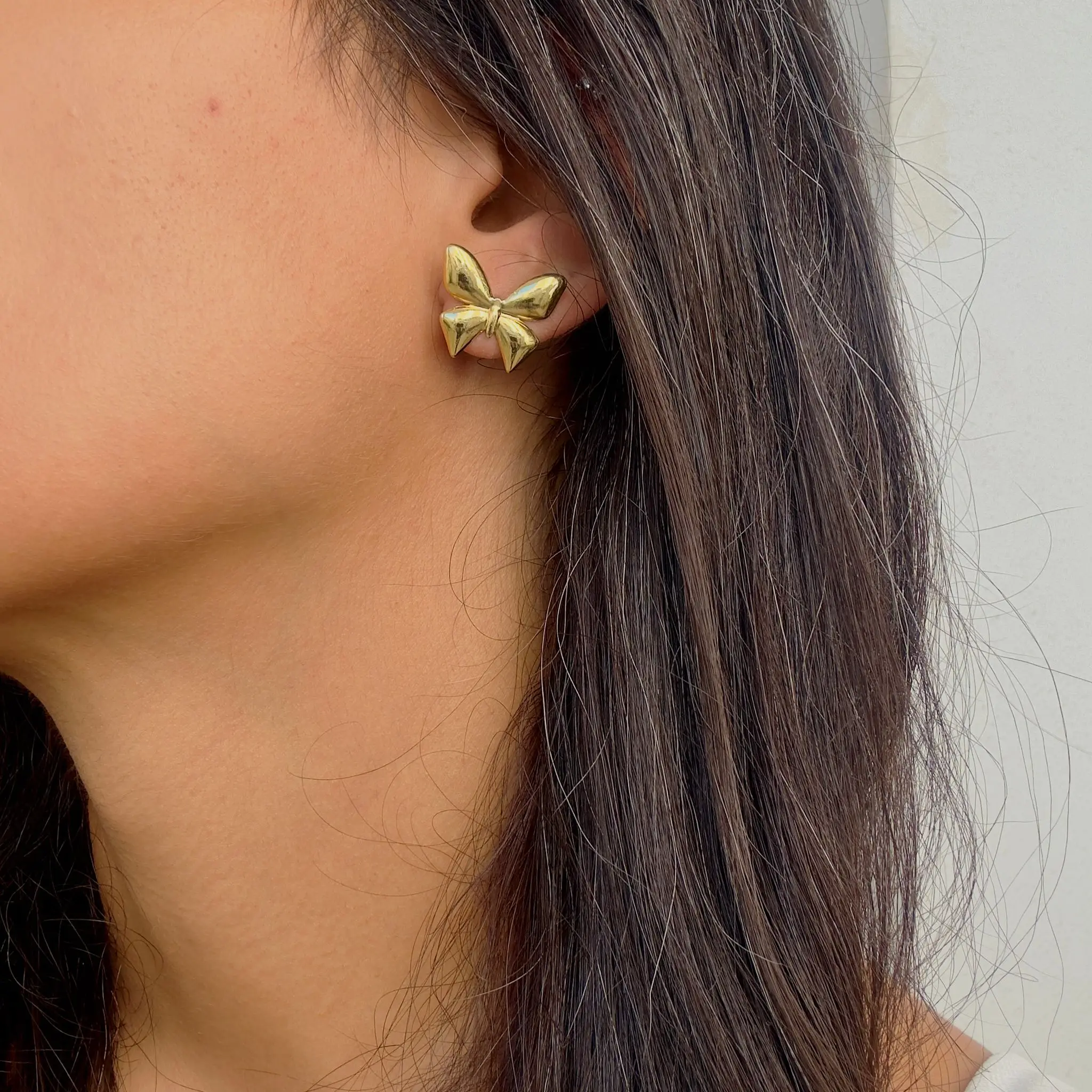 GY0007 Gold Kelebek Metal Küpe