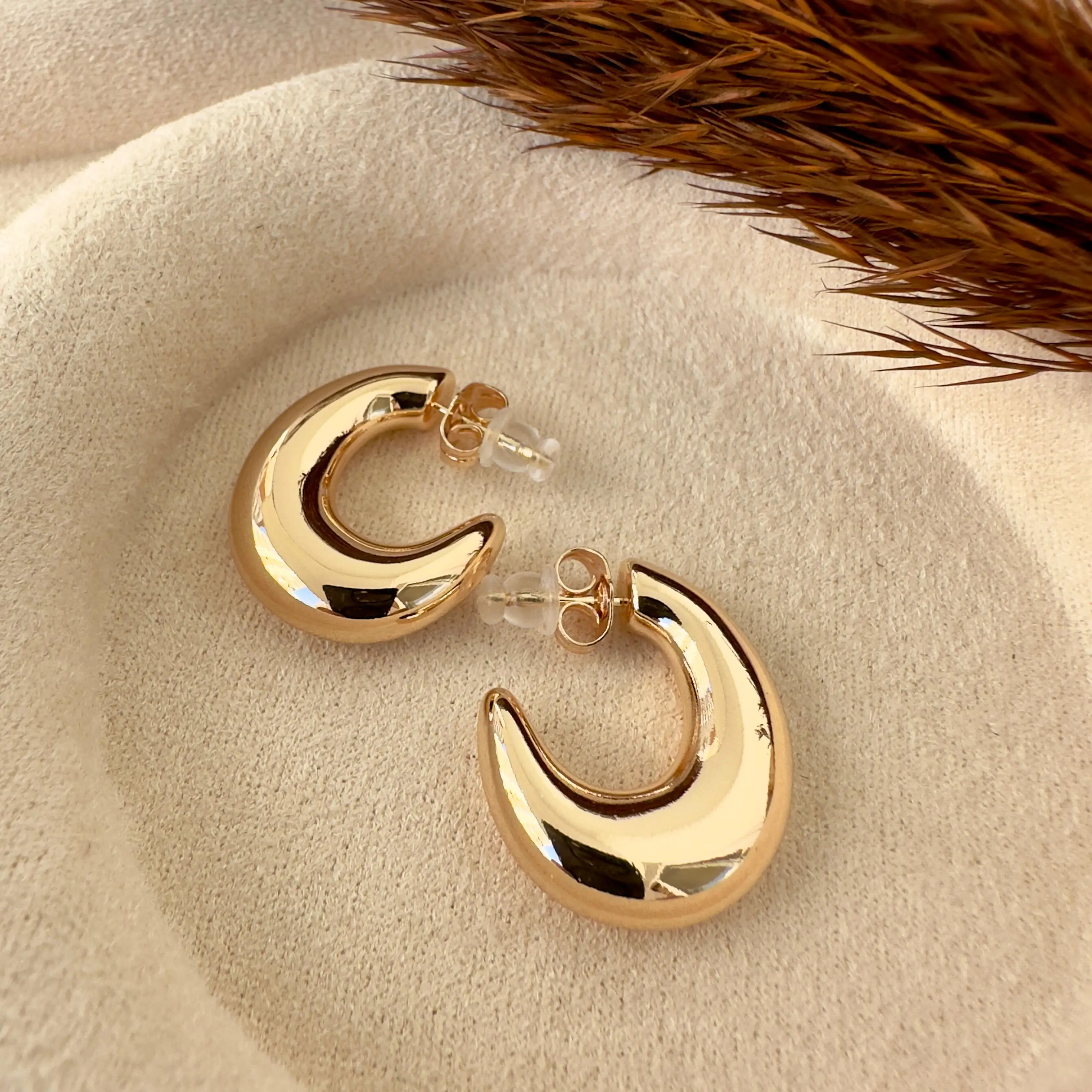 GY0034 Rose Gold Elips Tontik Küpe