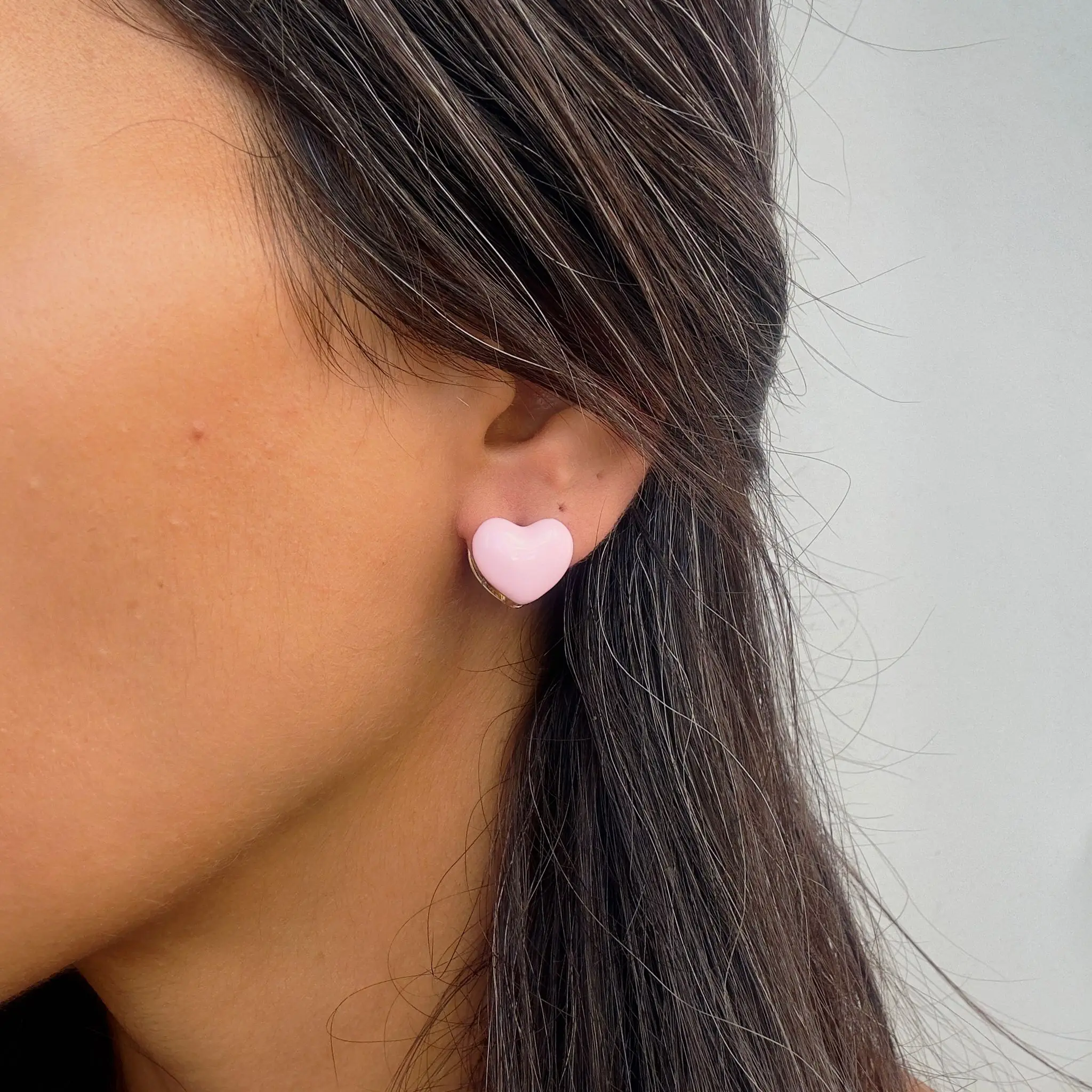 GY0049 Gold Pembe Bombeli Kalp Küpe