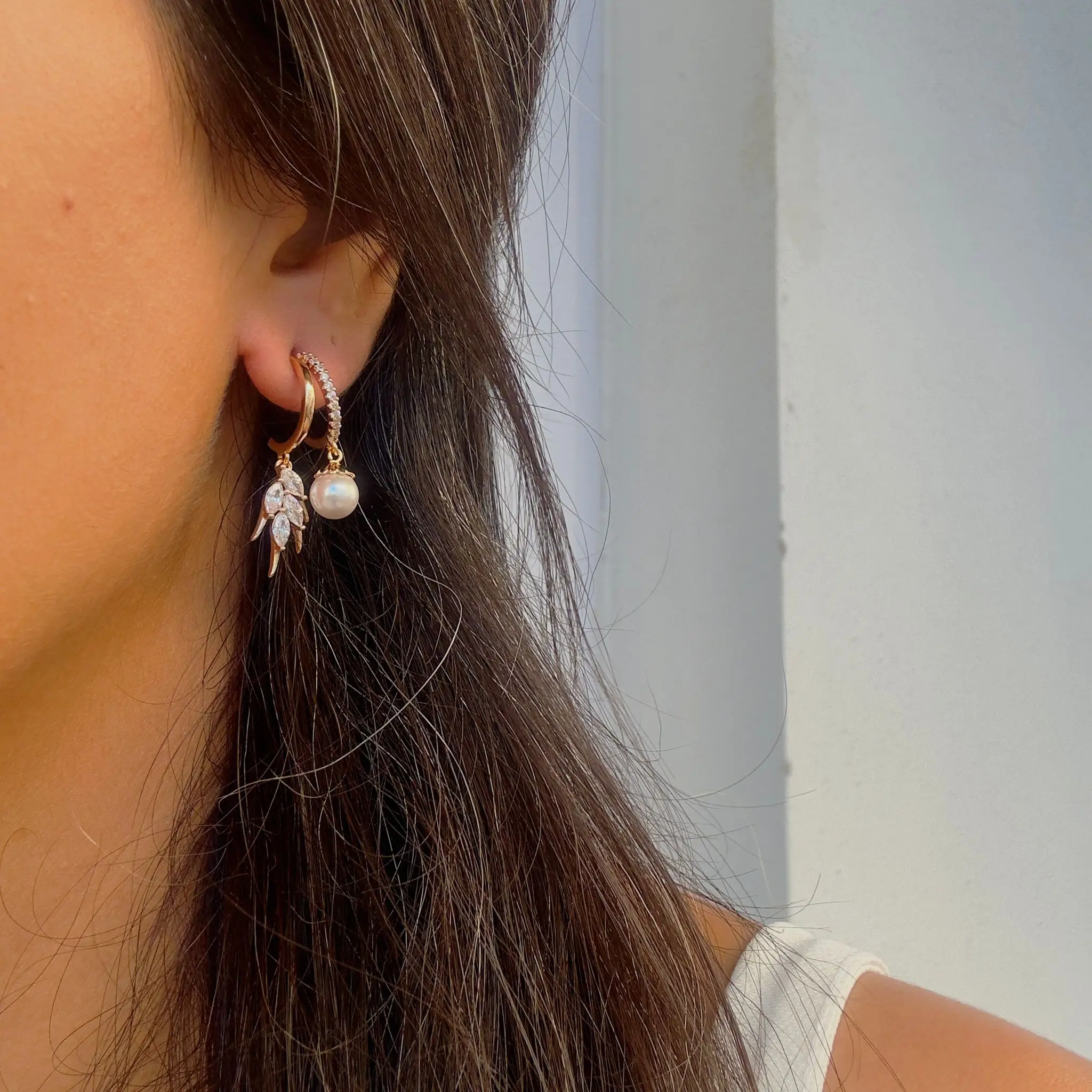 GY0079 Rose Gold İnci Detay Küpe