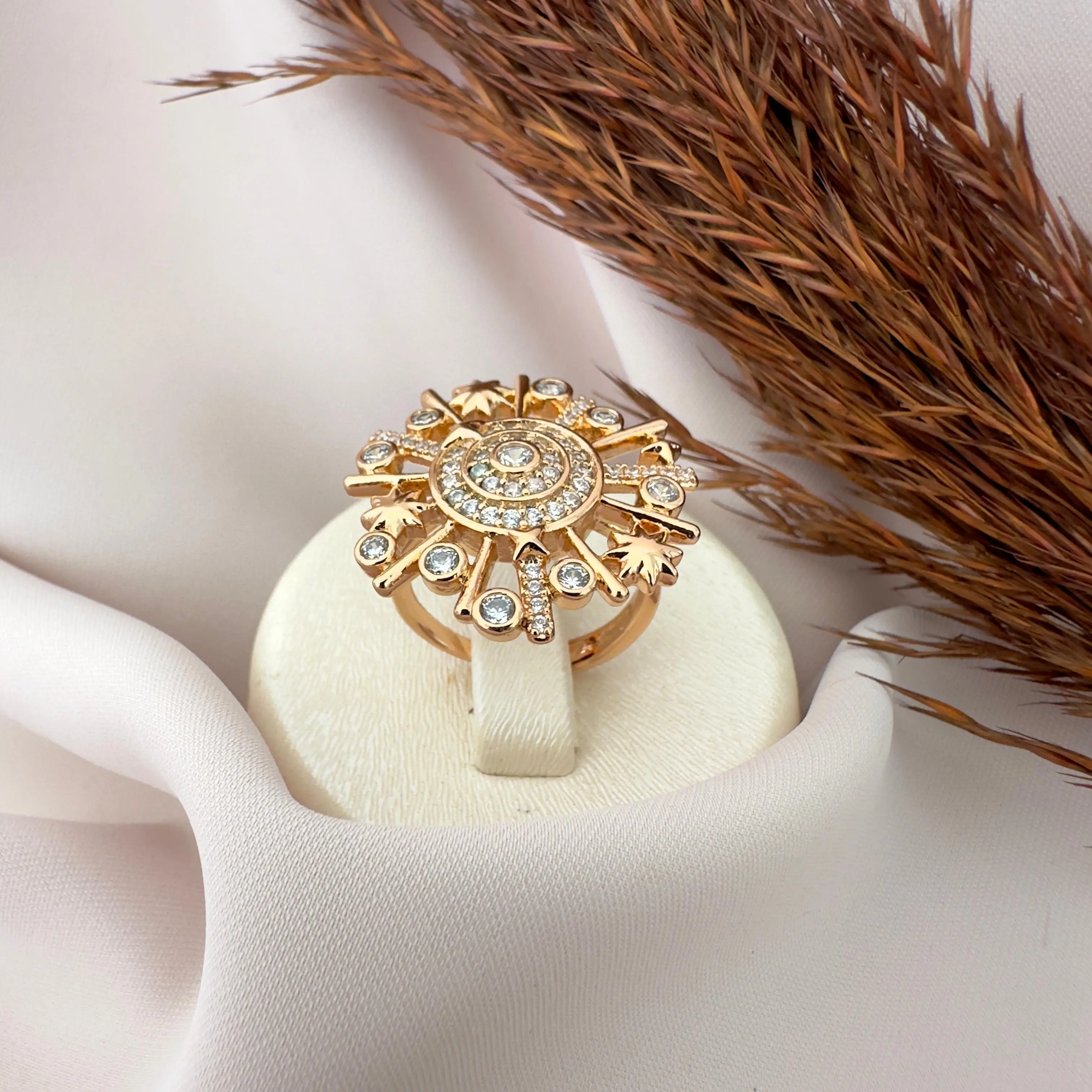 GY0054 Rose Gold Yıldız Detay Büyük Yüzük