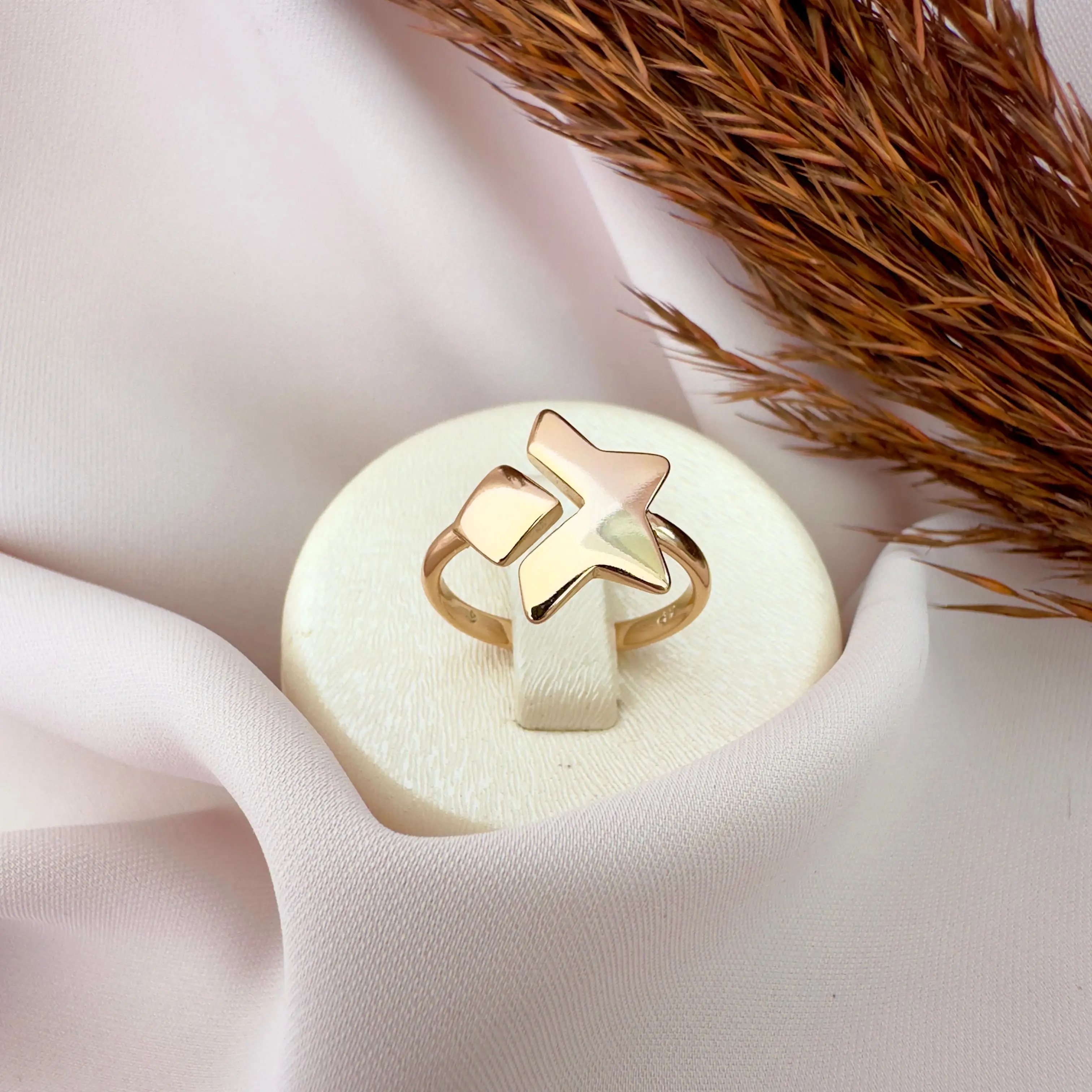 GY0058 Rose Gold Yıldız Dilim Yüzük