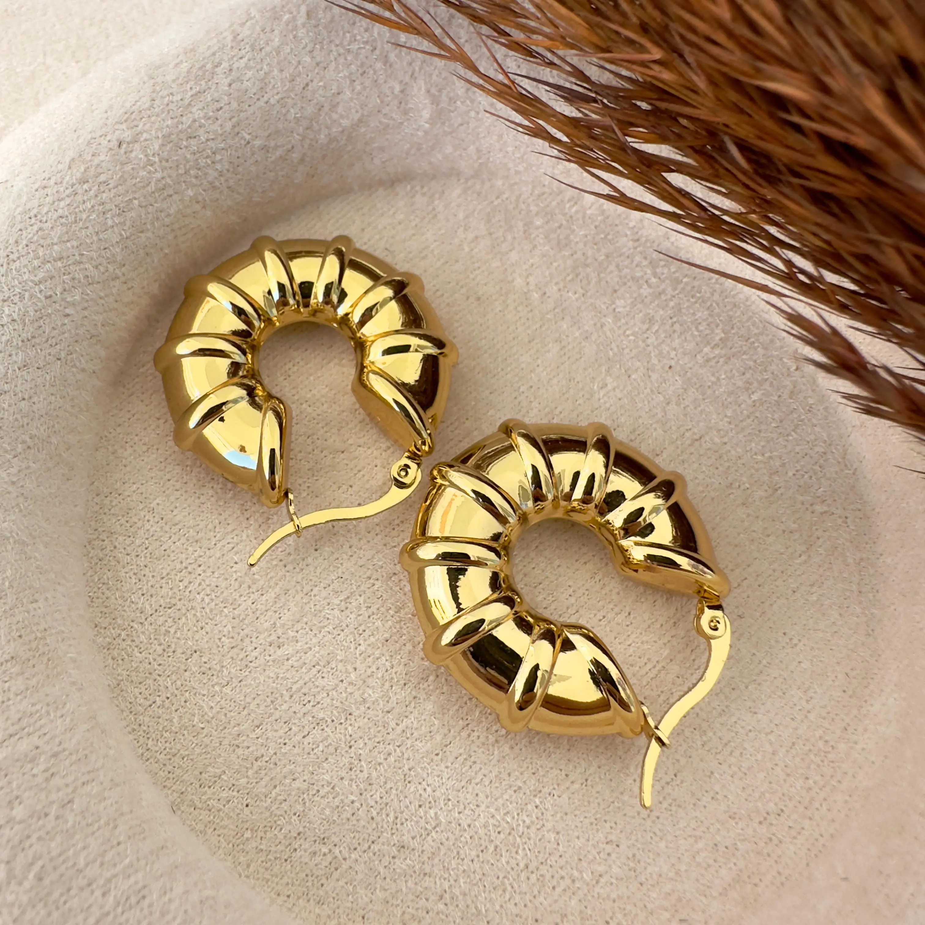 GY0120 Gold Boğumlu Halka Küpe