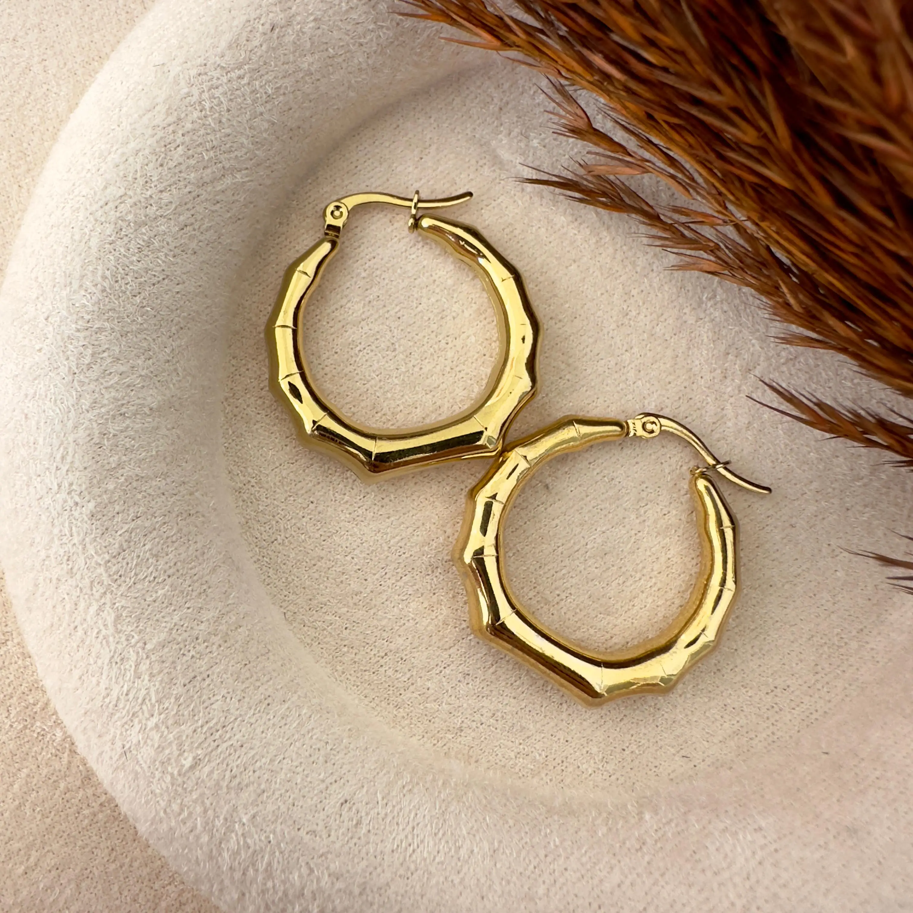 GY0135 Gold Kemik Halka Küpe