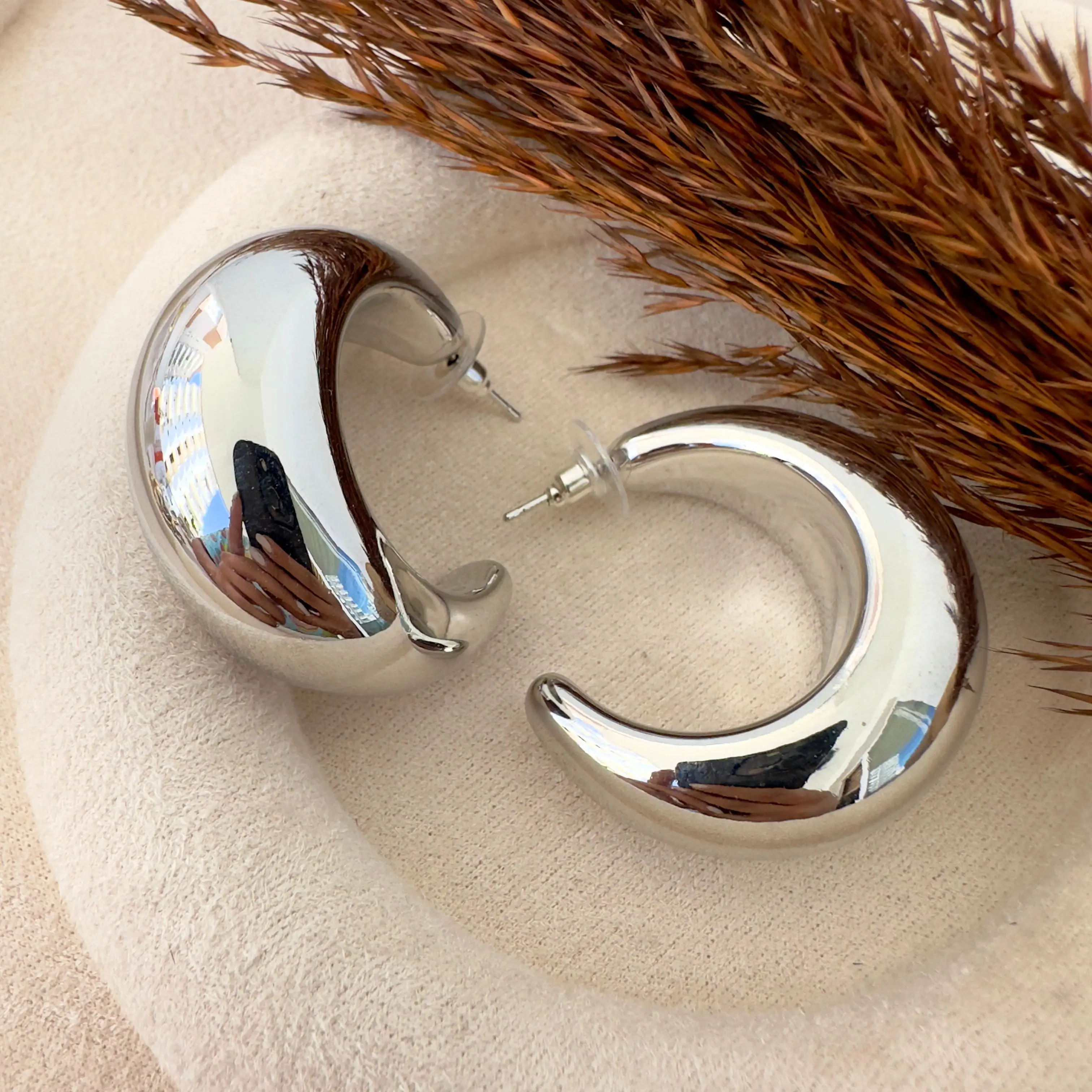 GY0141 Silver Boru Halka Küpe