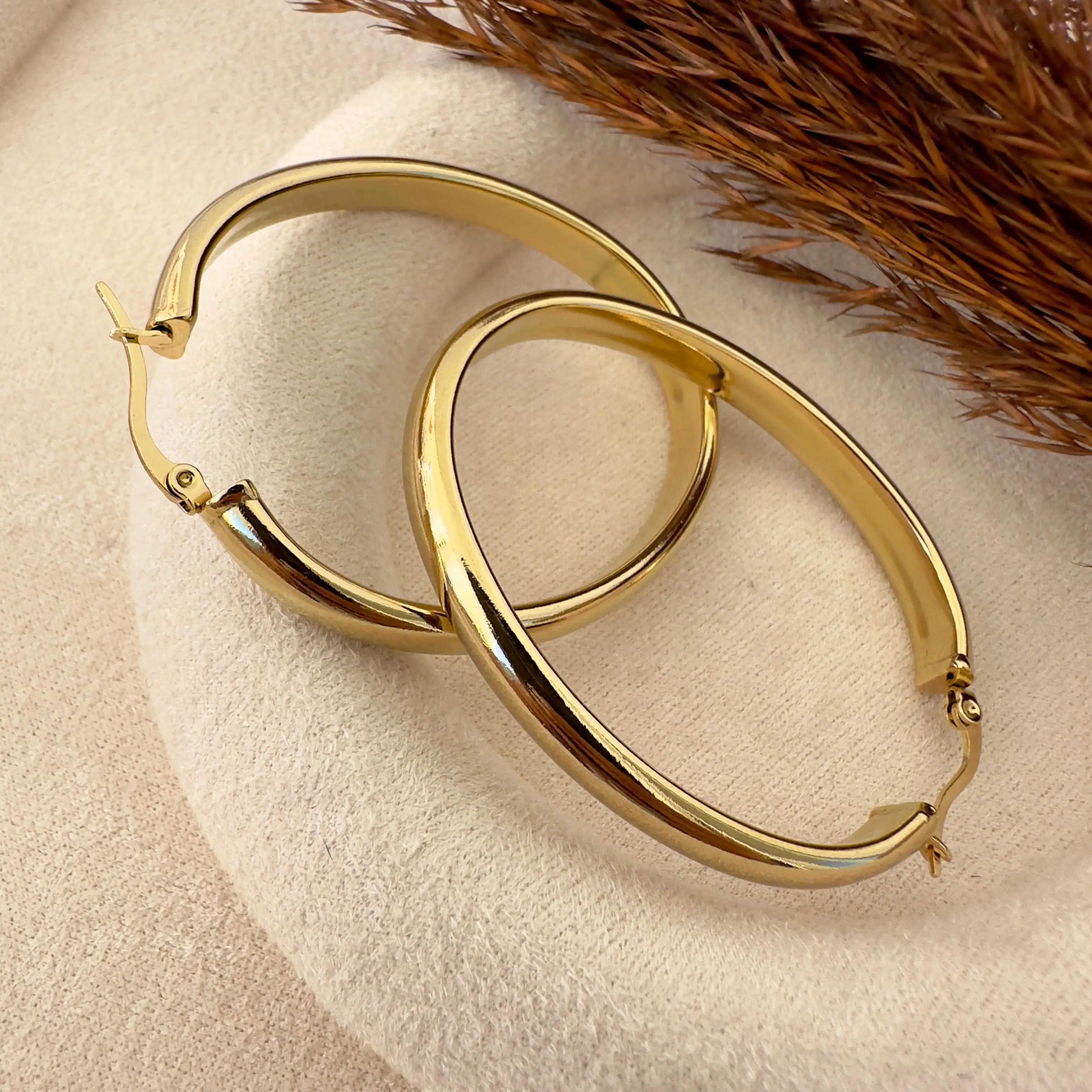 GY0143 Gold Büyük Halka Küpe