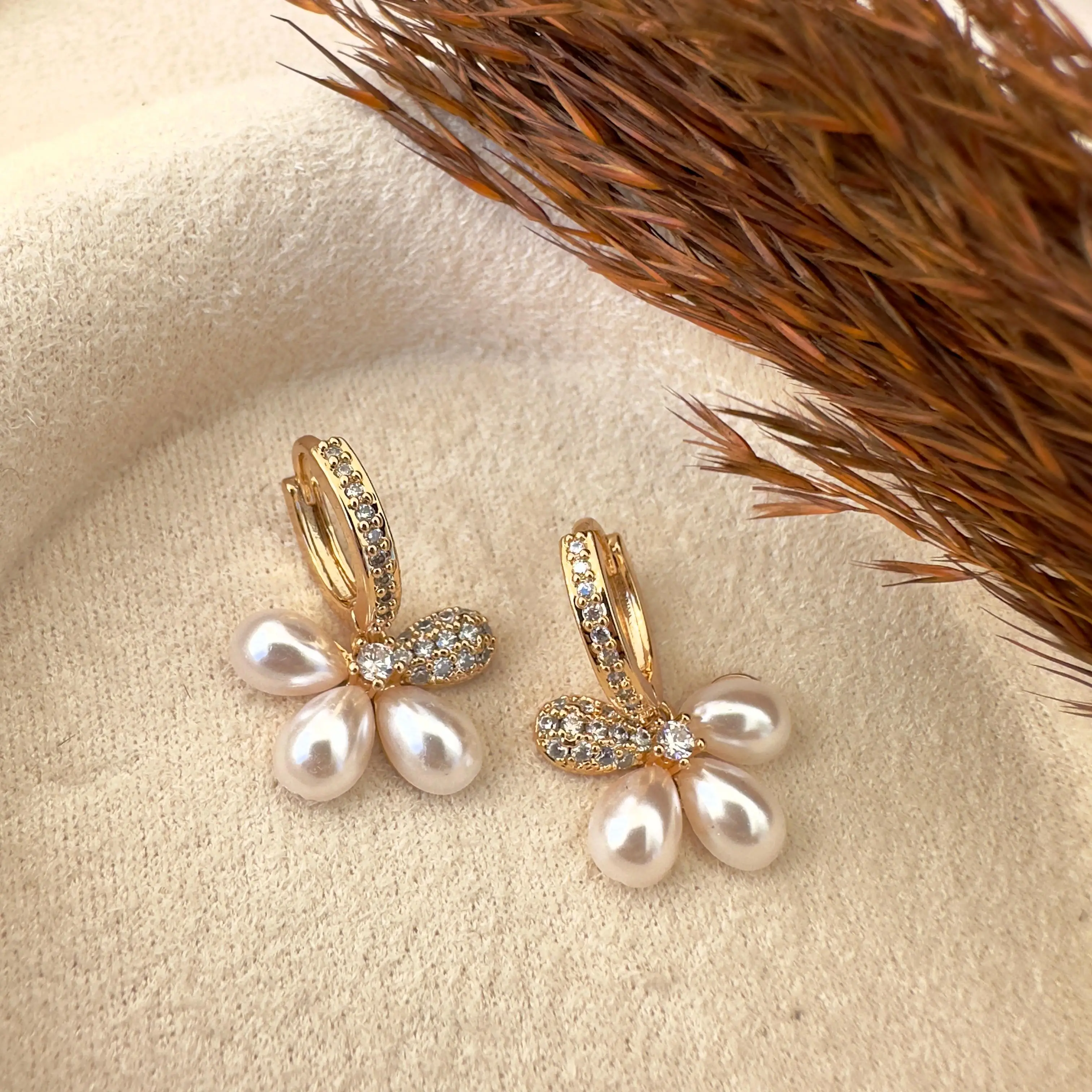 GY0148 Rose Gold Çiçek Küpe