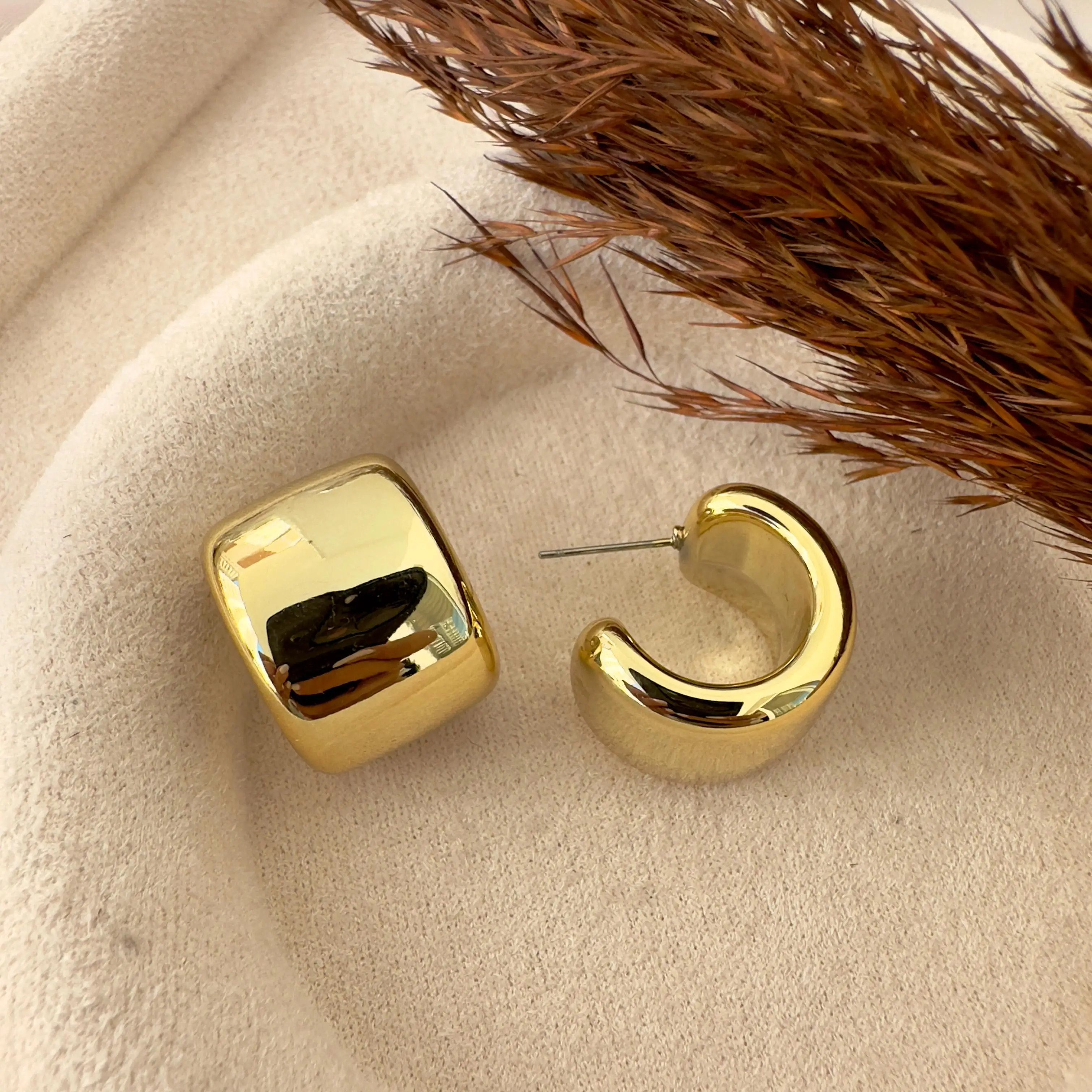 GY0174 Gold Enli Halka Küpe