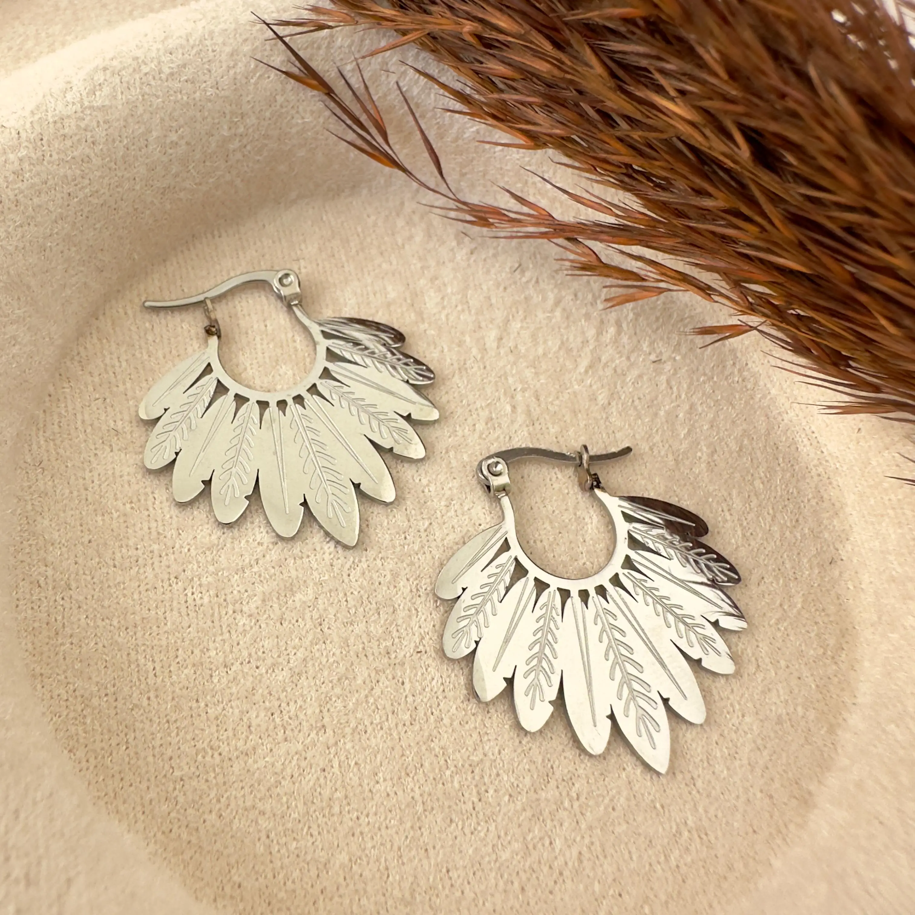 GY0179 Silver Yaprak Küpe