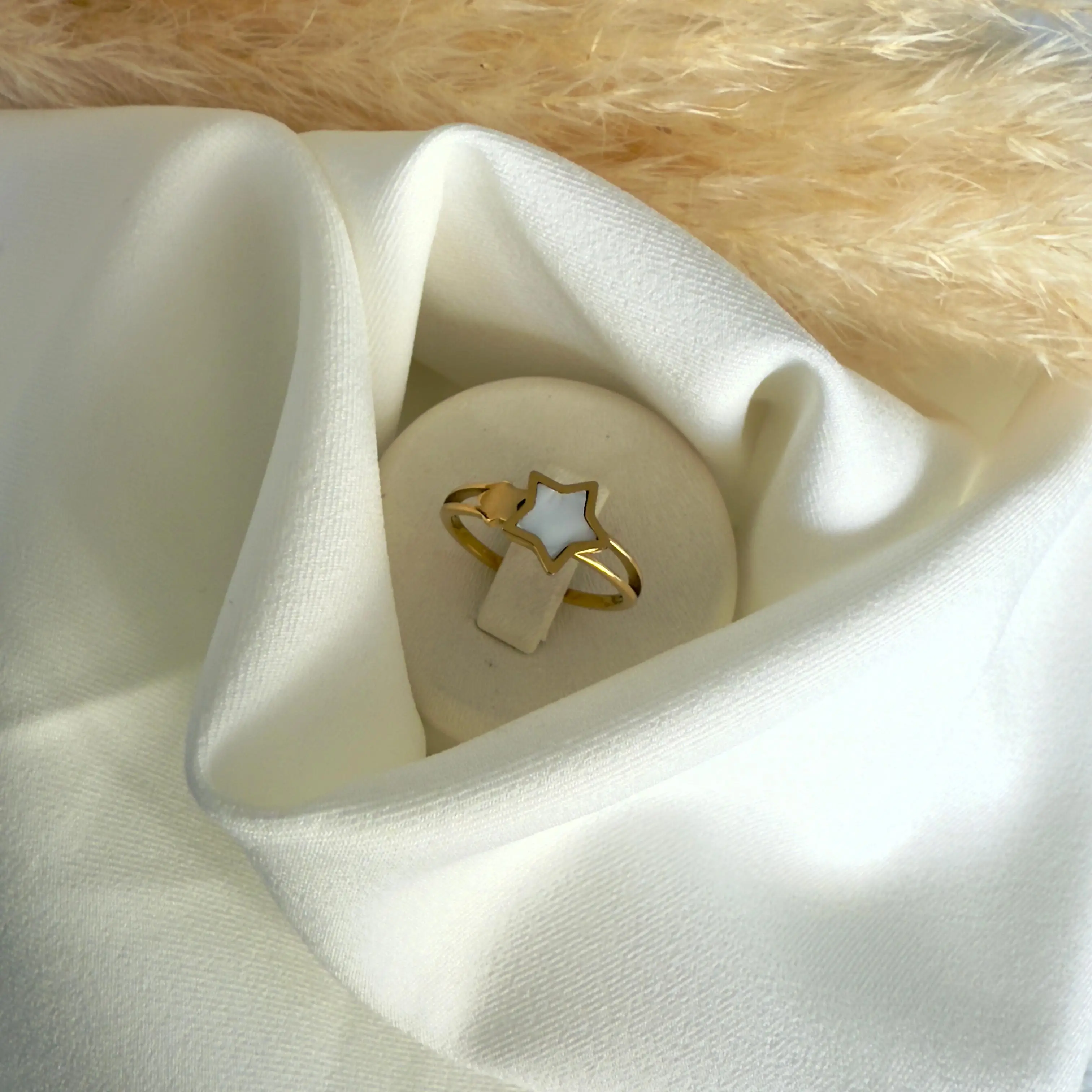 GY0090 Gold Sedef Yıldız Yüzük