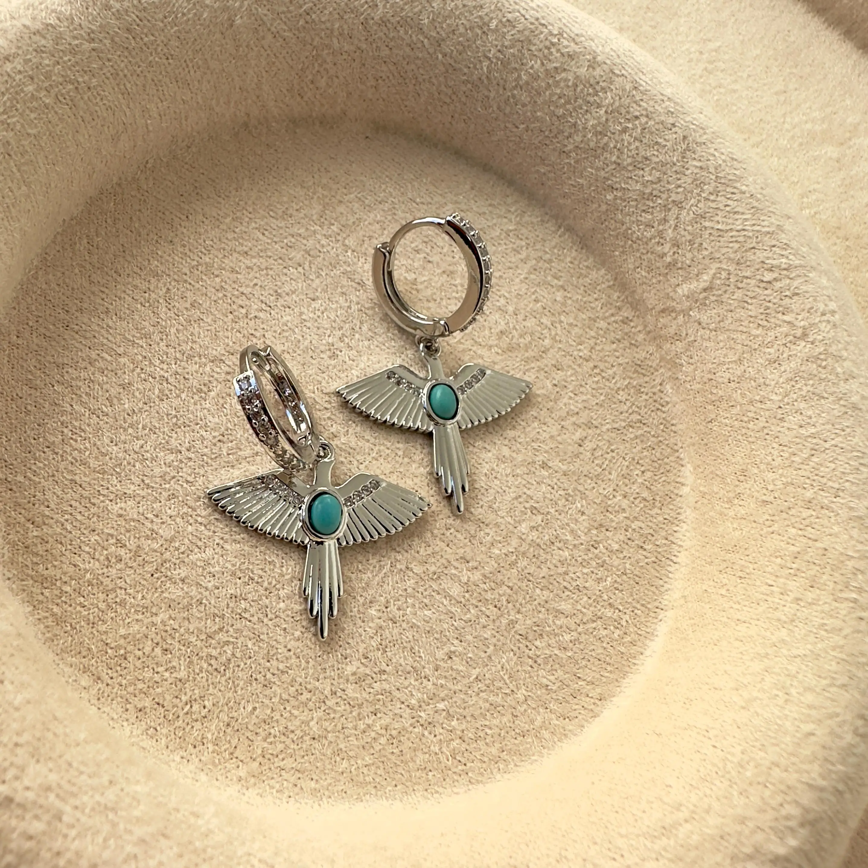 Mitolojik Mavi Taşlı Silver Küpe